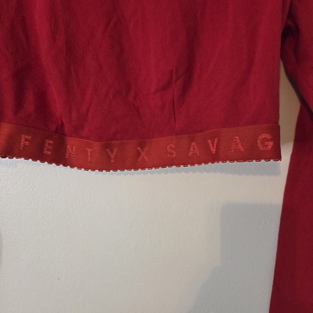 Savage X Fenty Red Long Sleeve Crop Top Open Back 1x - Picture 4 of 8